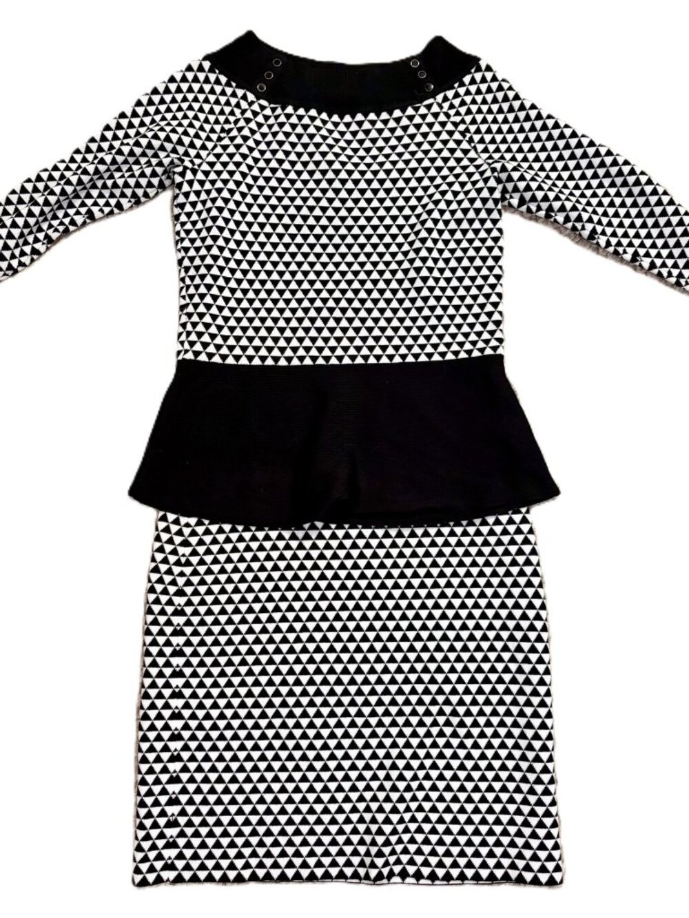 White House Black Market 2-pc Geometric Peplum Knit Skirt & Sweater Set NWOT!